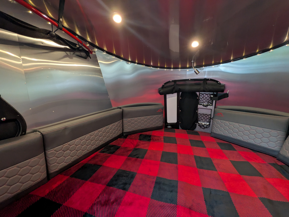 Rear lounge and bed with LED accent lighting