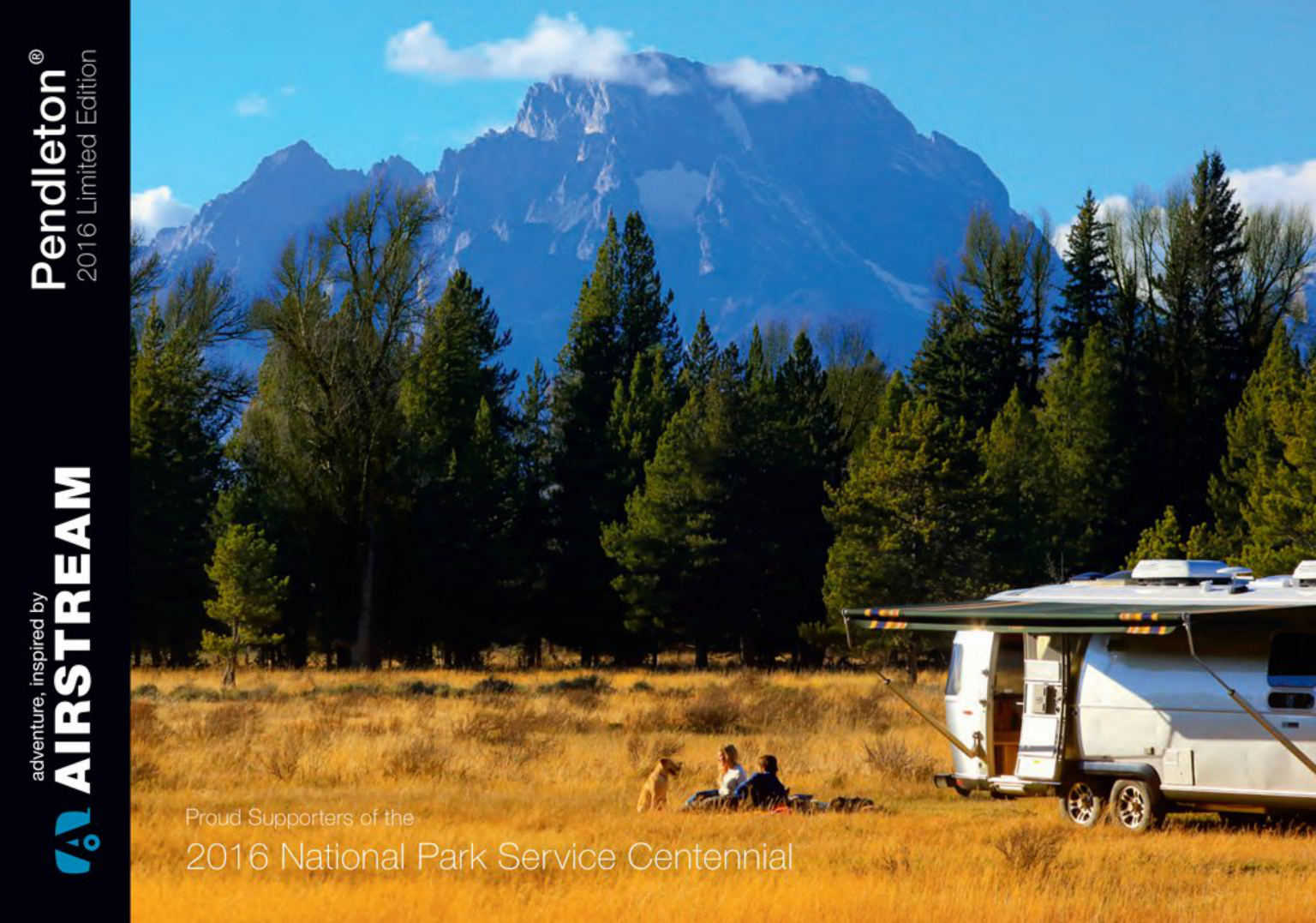 2016 Airstream Pendleton Limited Edition — factory exterior at a mountain meadow